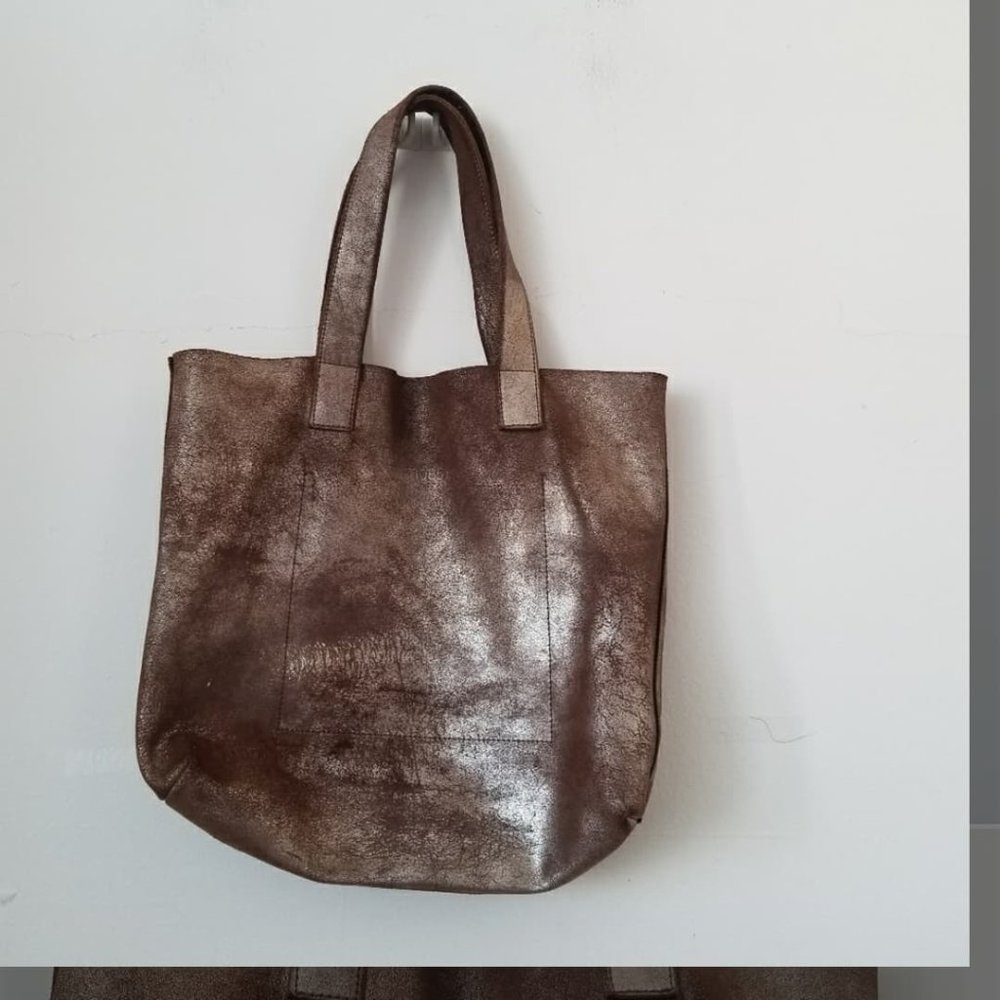 M0851 Suede Brown Tote, 12.5 x 15.5